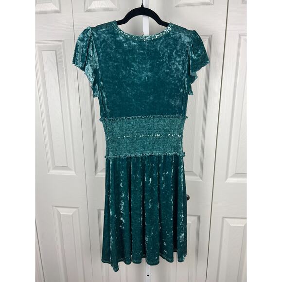 MODA International Blue Velvet Dress Sequin Embellisment Fairycore XS Gypsy - Picture 5 of 6